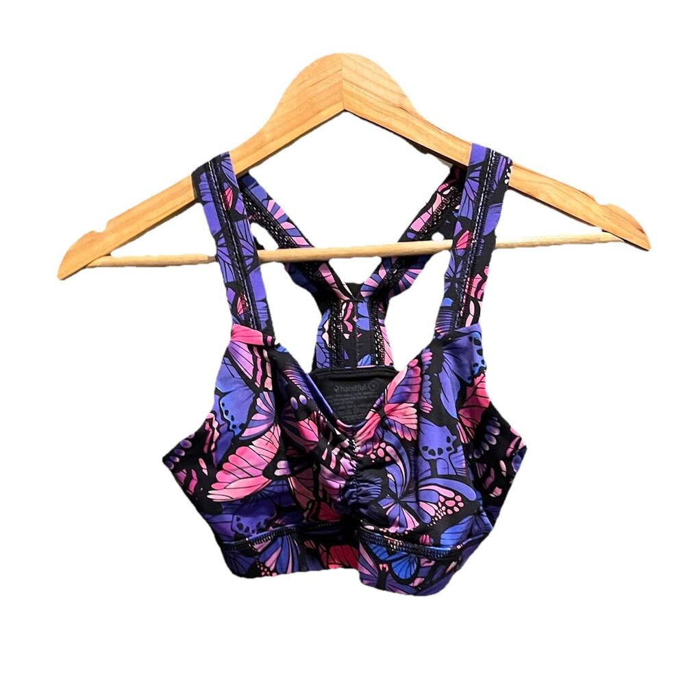 Handful Purple Butterfly Pull On Women's Sports Bra Top‎ Size Small